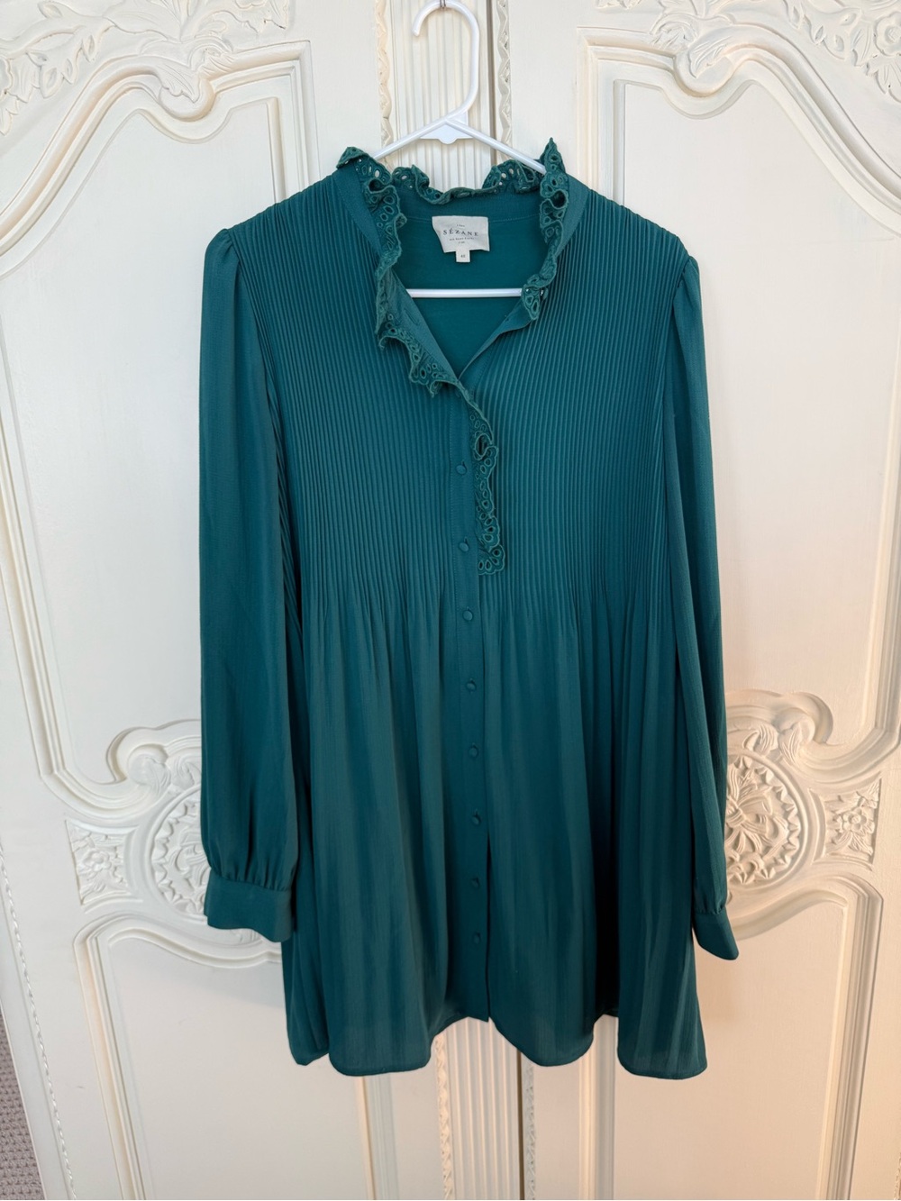 Sezane Camelia Dress in Bottle Green